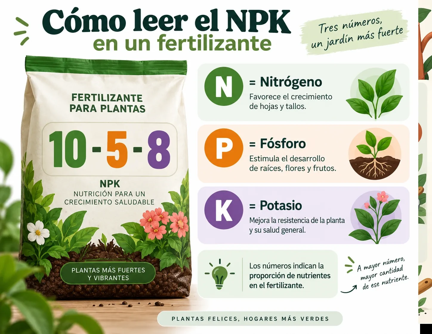 Etiqueta de fertilizante con los valores NPK destacados