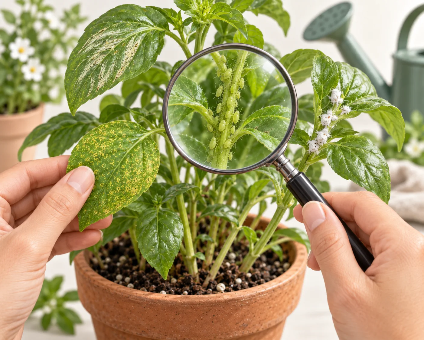 Hoja afectada por una plaga