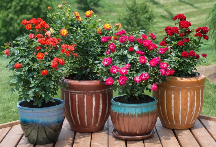 Rosal cultivado en maceta